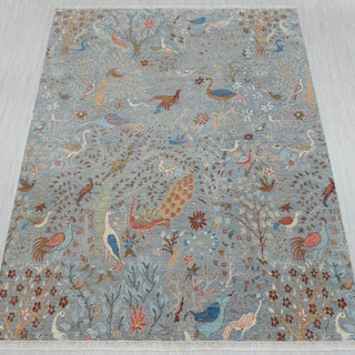 Persian Inspired Aviary Garden Gray Wool Rug