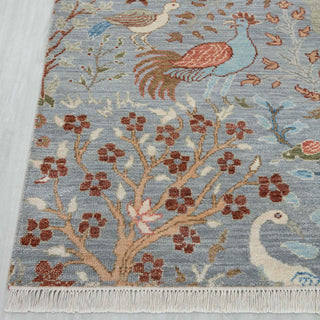 Persian Inspired Aviary Garden Gray Wool Rug