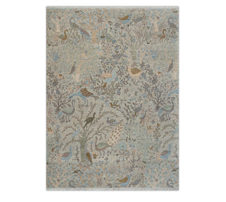 Pastel Look Traditional Botanical Bird Woolen Rug