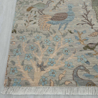 Pastel Look Traditional Botanical Bird Woolen Rug