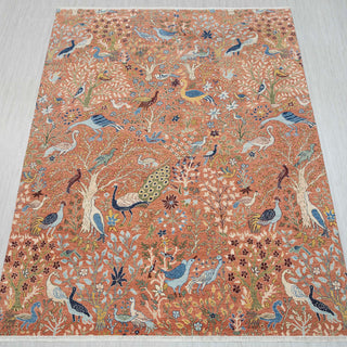 Hand Knotted Birds Garden Scene Soft Wool Rug
