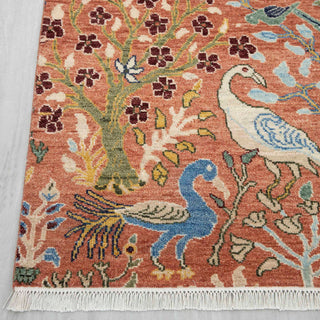 Hand Knotted Birds Garden Scene Soft Wool Rug