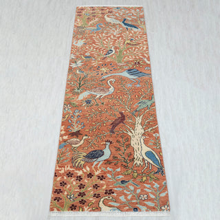 2'6x10 Beautiful Birds & Trees View Wool Runner Rug