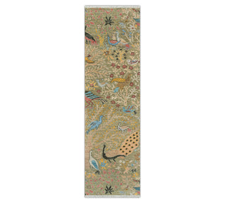 2'6x10 Green Birds Peacock Custom Size Runner Rug