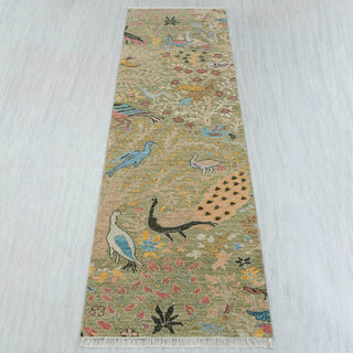 2'6x10 Green Birds Peacock Custom Size Runner Rug