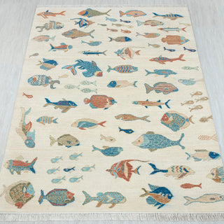 Pisces 5x7 Hand Knotted Fish Soft Woolen Rug