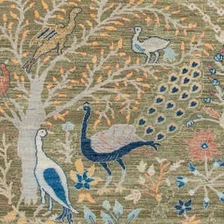 Custom Size Birds Peacock Garden Handmade Wool Rug