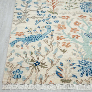 10x14 Large Area Ivory Decorative Birds Peacock Wool Rug