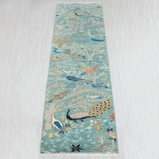 2'6x15 Birds Peacock Woolen Runner Rug / Hallway Rug