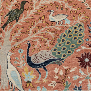 5x8 Rust Peacock Garden Hand Knotted Wool Rug