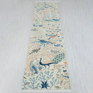 2'6x15 Birds Peacock Woolen Runner Rug / Hallway Rug