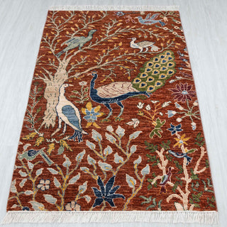 3x5 Rust Birds & Garden Soft Wool Rug