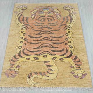 Tigris 5x7 Pastel Tiger Design Handmade Area Rug