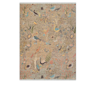 8x10 Hand Knotted Birds Peacock Motifs Wool Rug