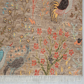 8x10 Hand Knotted Birds Peacock Motifs Wool Rug