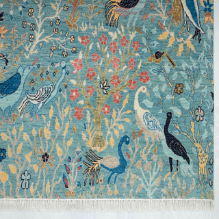 10x14 Large Area Hand Knotted Birds & Garden View Rug