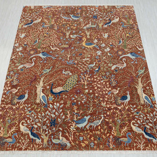 9x12 Fine Hand Knotted Birds of Paradise Inspired Wool Rug