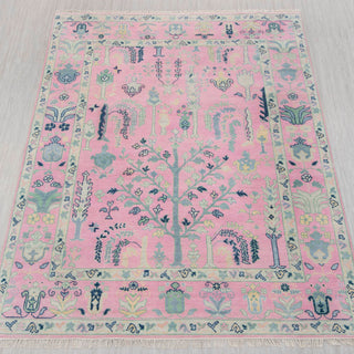 Petaline Blush Pink Tree of Life Inspired Oushak Rug