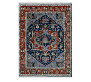 Loren 8x10 Hand Knotted Navy Medallion Serapi Rug