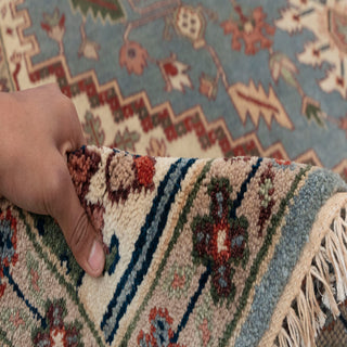 Moshari - Blue Cream Serapi Heriz Classic Persian Hand Knotted Wool Rug