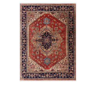 8x10 Ft red navy wool persian serapi carpet for bedroom and living room