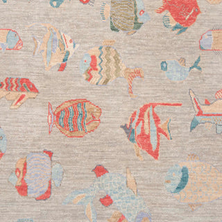 Pisces 9x12 Fine Weave Fish Motifs Wool Nursery Rug