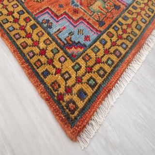 Maurya - Decorative Rust Gold Persian Fine Weave Wool Runner Rug
