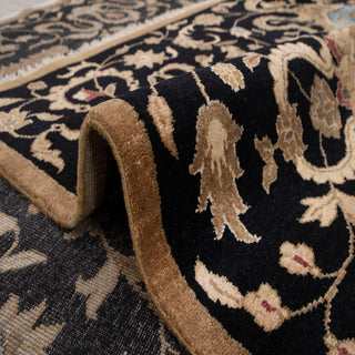Lily Raff - 8x11 Black Wool Indo Peshawari High KPSI Hand Knotted Rug