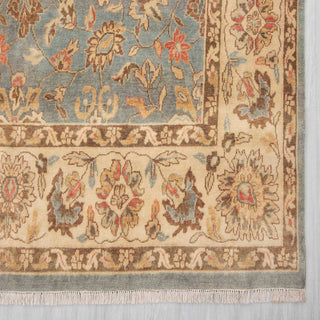 Campbell - 8x11 Blue Gray Persian Floral Inspired Fine Weave 100% Wool Rug