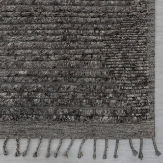Ashley Earth Charcoal Ribbed Thick Moroccan Wool Pile Rug