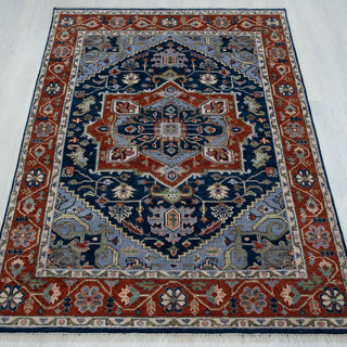 Loren 8x10 Hand Knotted Navy Medallion Serapi Rug