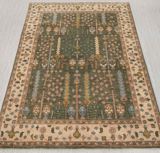 Olivia - 8x10 Green Wool Hand Knotted Tree Of Life Rug