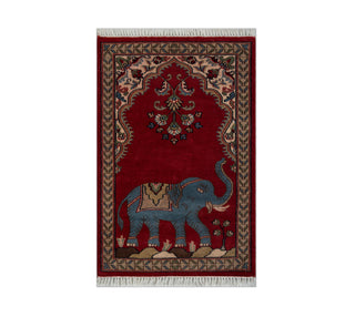 Maharaja 2x3 Traditional Elephant Motif Wool Rug