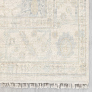 Modern hand-knotted rug with minimalist tone-on-tone pattern in warm ivory neutrals, 8x10 area