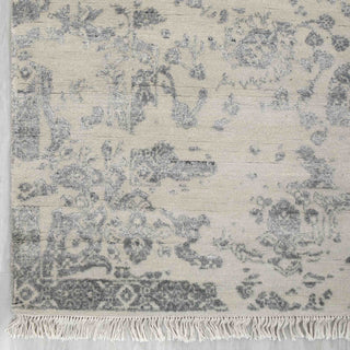 Modern hand-knotted rug with oushak floral pattern in light beige grey. 8x10 area rug