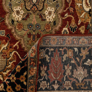 Modern hand-knotted wool area rug with detailed traditional floral pattern in warm rust and beige, 8x10.