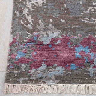 Moroccan Azilal hand-knotted rug with abstract splash motif in grey rose tones. 9x12 ft
