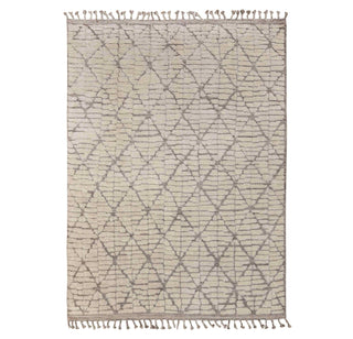 Moroccan Ivory Grey Beni Ourain Berber Shag Boho Handmade Wool Rug