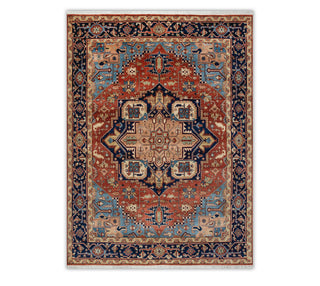 Moshari - 8x10 Red Blue Persian Hand Knotted Serapi Rug