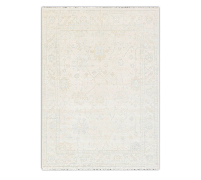 Muted Cream wool Modern Turkish Oushak Handmade Wool Soft Neutral Look Rug For Bedroom/ Living Room 