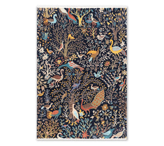 Navy Birds Paradise Garden Design Fine Quality Soft Hand Knotted Wool Rug For Kids room bedroom 