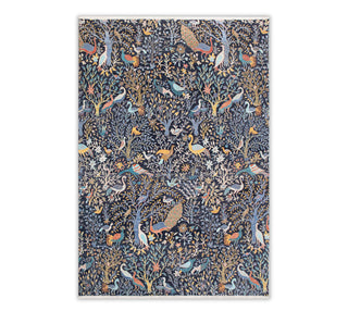 Navy Blue Peacock High Quality Birds Garden Scene Soft Hand Knotted Custom SIze Rug