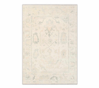 Neutral Distressed Look Turkish Style Oushak Rug Cream Soft Quality Wool Hand Knotted Muted Oriental Rug
