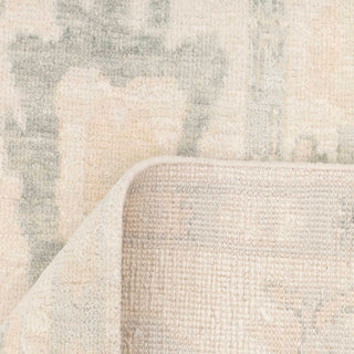 Neutral ivory Oushak wool rug, low pile 8x10 carpet ideal for minimalist living rooms and bedrooms