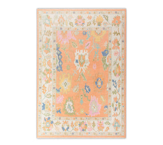 Orange Cream Colorful Modern Oushak Rug Premium Wool Hand Knotted Turkish Inspired