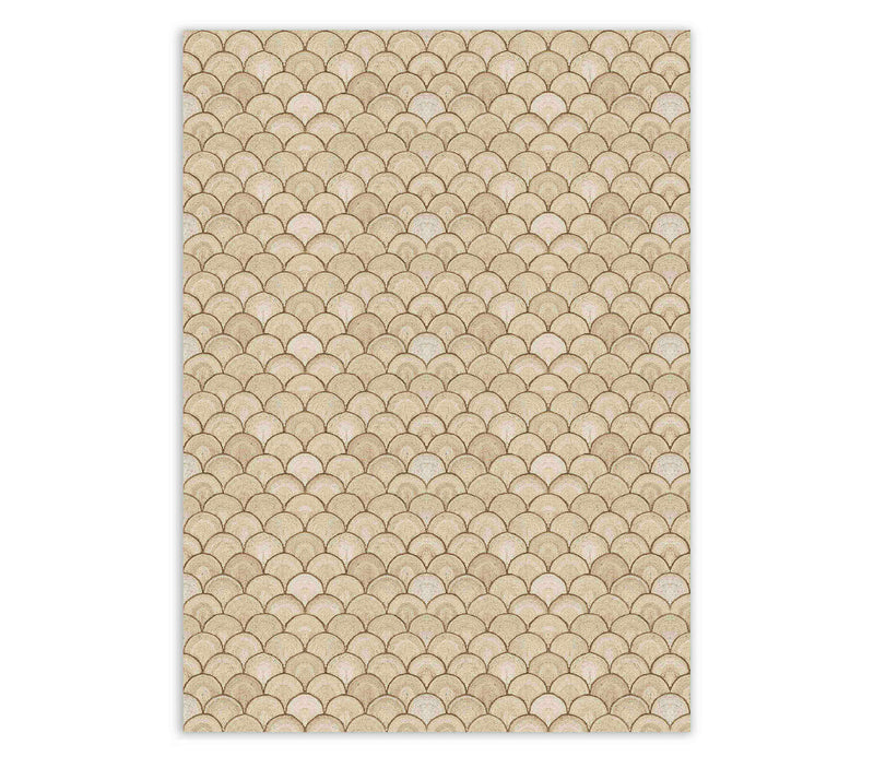 Organic geometric hand-knotted rug in golden beige with scale fishbone pattern design abaca rugs
