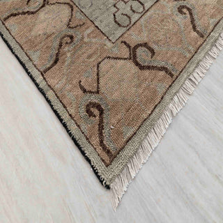 Oversized 10x14 sage green Khotan wool rug, low-pile, durable living room and dining room carpet