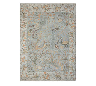 Heather 8x10 Distressed Birds Garden Wool Rug