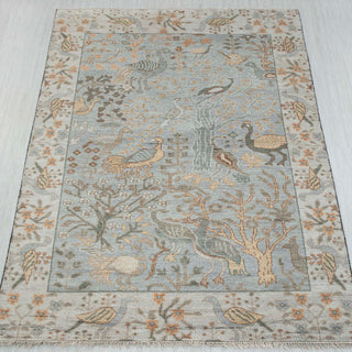 Heather 8x10 Distressed Birds Garden Wool Rug