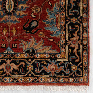 Persian-style hand-knotted hallway runner with floral motifs in rust, gold, teal, and black, narrow 2.6x10 area.